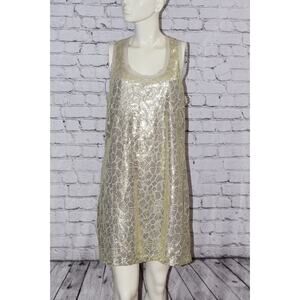 ALI RO Designer Gold Sequin Midi Party Cocktail Racerback Tank Dress Sz 10 NEW!